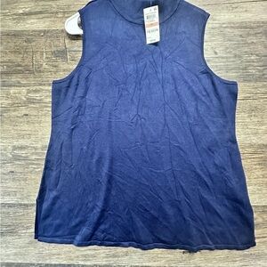 Core Fashion Navy Blue Tank Top Sweater with Mock Neck